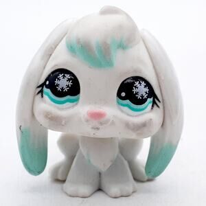 Littlest Pet Shop White Bunny Mini Vinyl Figure LPS Animal Collectible Loose